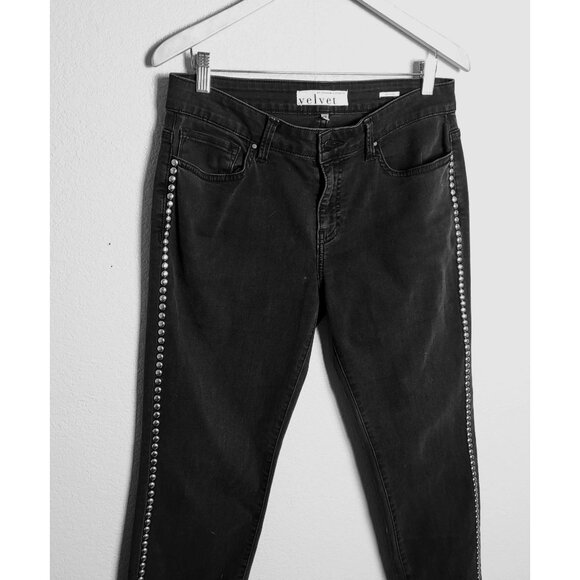 Velvet by Graham & Spencer Coal Black Studded Milla Jeans Size 28 - Picture 3 of 11